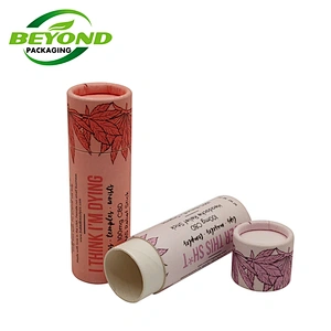 Custom CMYK printing push up paper cylinder package pink lip balm cardboard tube container Kraft tubes packaging