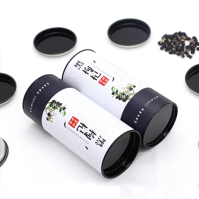 Customized Food Grade Carton Paper Tube CMYK Printing Cylinder Box Cannisters For Tea Coffee Candy Packaging With Metal Lid