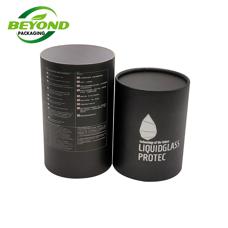Luxury Customized High Quality Matt Lamination Black Cylinder Kraft Paper Packaging Cardboard Tube For Cosmetic Bottle Packaging