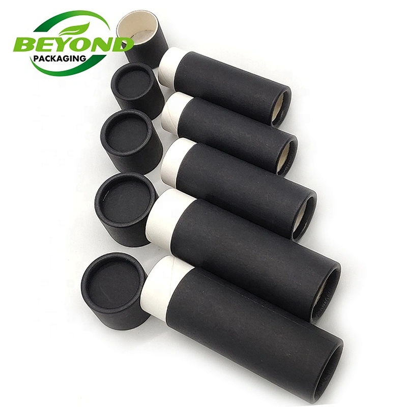 Eco friendly round black deodorant stick/lip balm containers packaging push up paper tube with inside  grease-proof paper