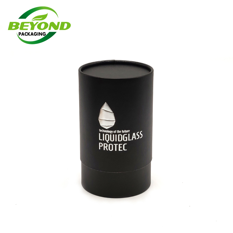 Luxury Customized High Quality Matt Lamination Black Cylinder Kraft Paper Packaging Cardboard Tube For Cosmetic Bottle Packaging