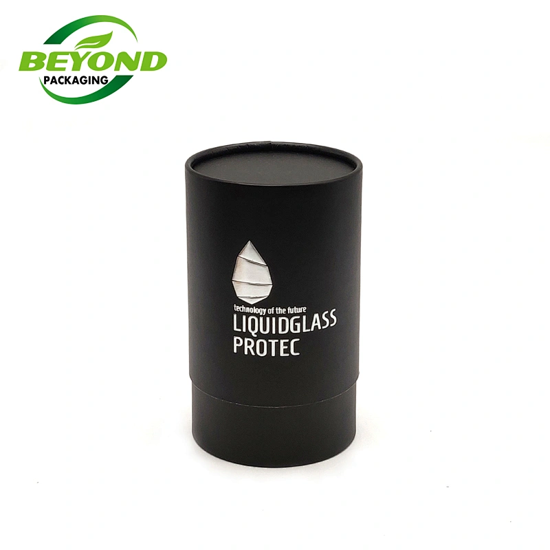 Luxury Customized High Quality Matt Lamination Black Cylinder Kraft Paper Packaging Cardboard Tube For Cosmetic Bottle Packaging