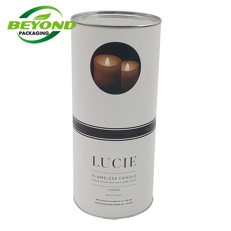 Custom biodegradable cardboard white paper tube round paper box cylinder packaging box for candle