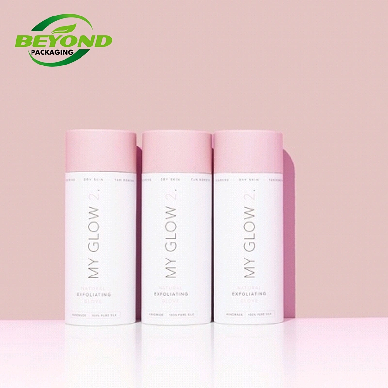 Round Pink Customized Canister Paper Tube Eco-friendly Cylinder Tube for Scarf Clothing Bath Towel BabySocks Packaging for gifts