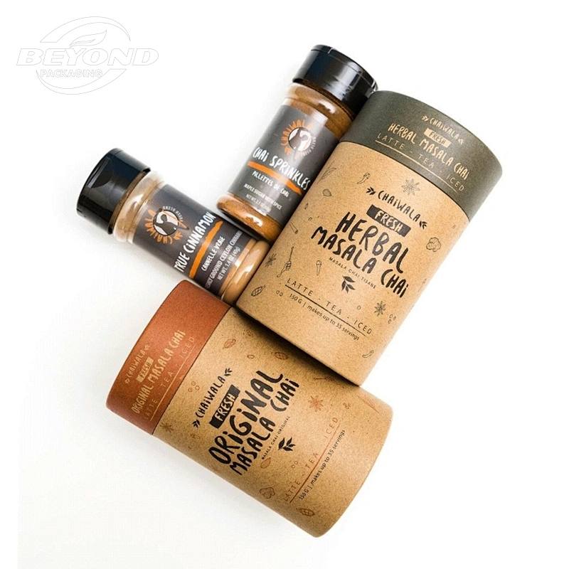 Custom logo eco friendly round paper cylinder packaging paper cardboard box for tea/herbs/coffee gift box