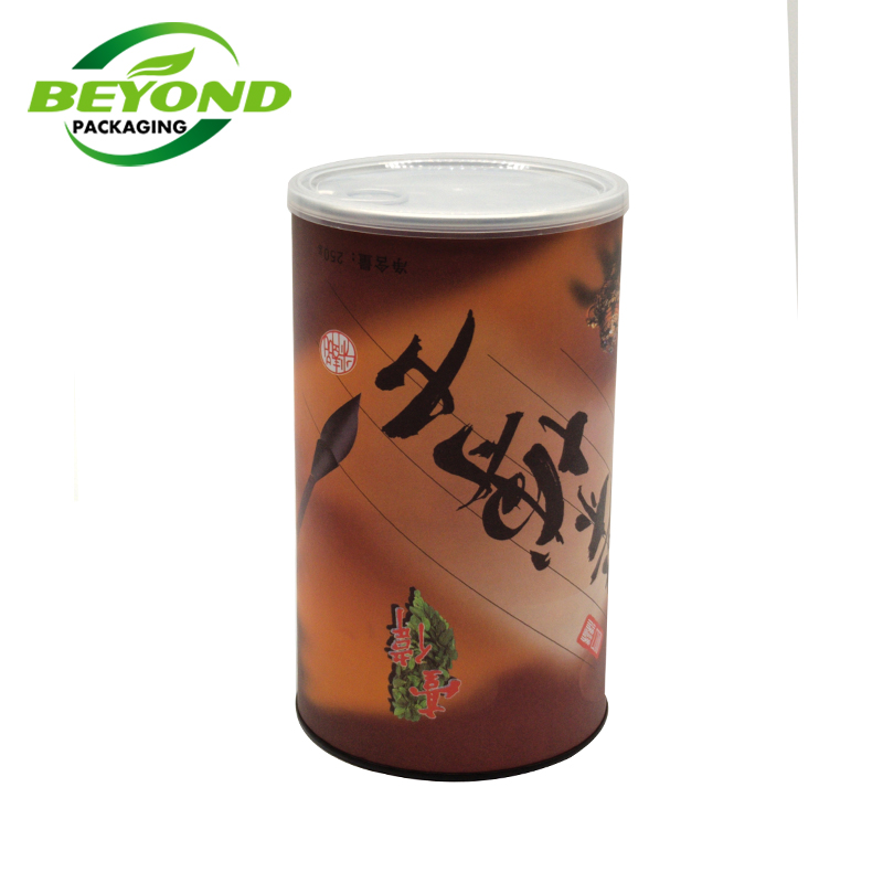New Design Airtight CMYK Custom Size Food Grade Red Tea Food Packaging Paper Tube With Plastic Lid