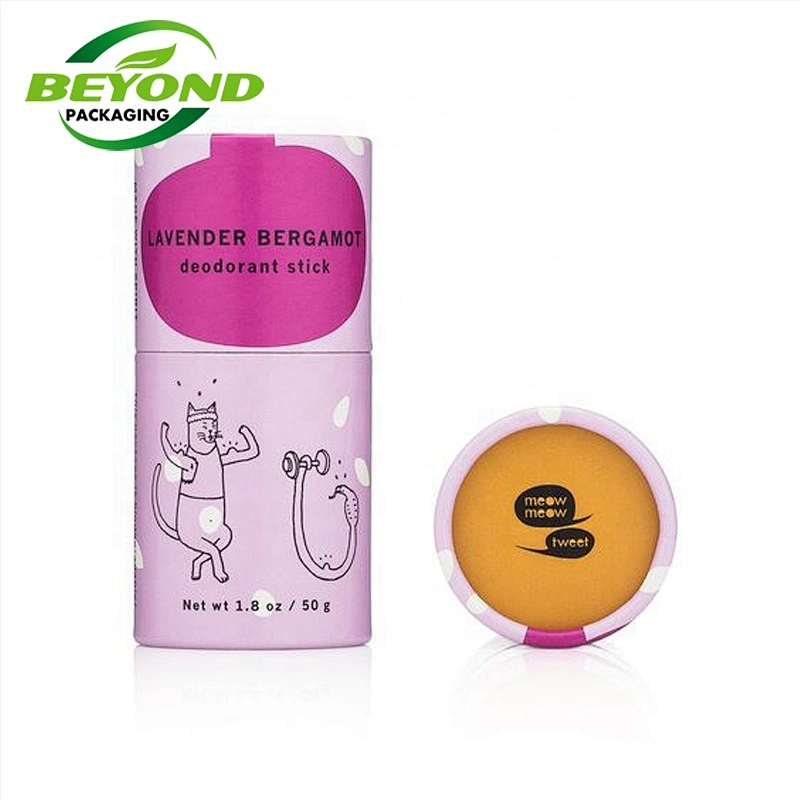Custom Eco-friendly push up biodegradable deodorant lip balm tube Custom Design 50g Deodorant Packaging Round Container