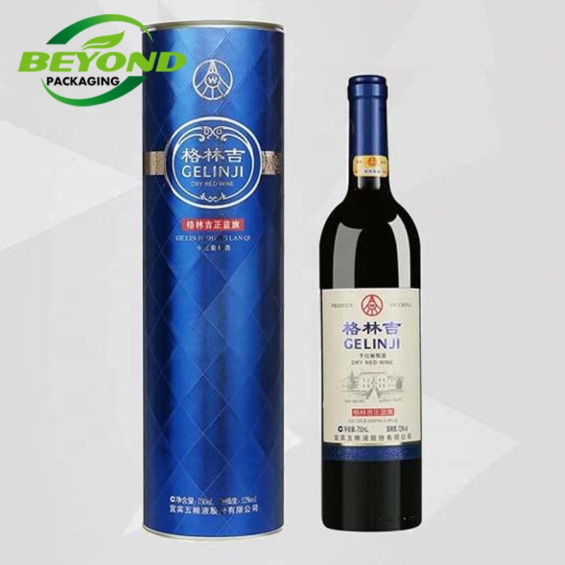 Eco-friendly custom printing High quality  glass wine bottles glass spirit bottle vodka bottles paper packaging tube