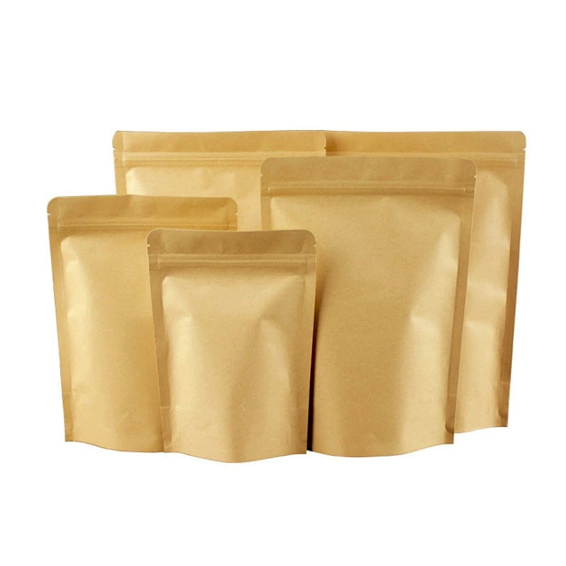 Food grade with biodegradable self-reliance brown kraft eco friendly paper bags for tea dried fruit packaging