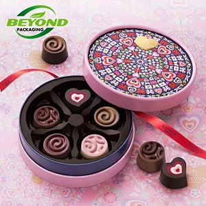 Custom Size Beautiful Luxury  Design Round Cylinder Circle Food Package Big Paper Boxes For Chocolate
