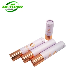 Biodegradable High Quality  Paper Tube Eco Cylinder Boxes For Lip Gloss Tube Packaging With Rose Gold Stamping