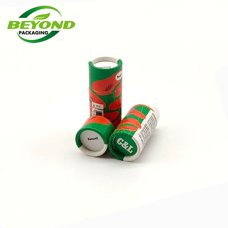 Customized White Craft Paper Custom Printing Biodegradable Push Up Paper Tube Container For 5ml Lip Balm