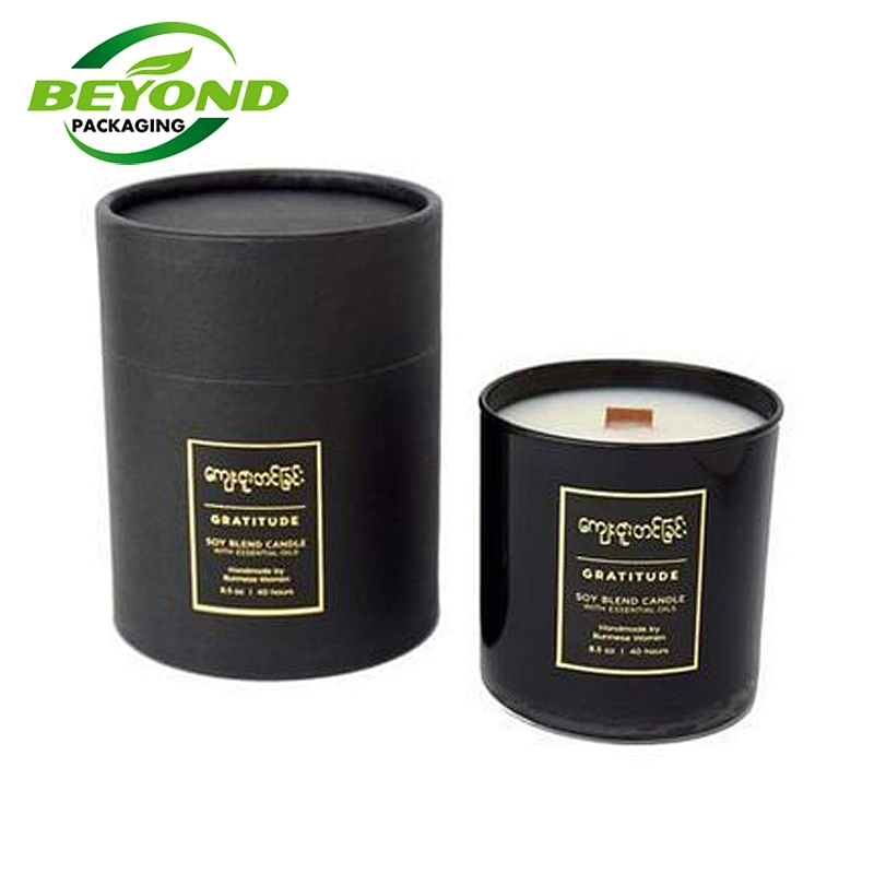 Eco friendly Biodegradable Round Cylinder Box Custom Scented Candle With Lid And Box Candle Container Boxes