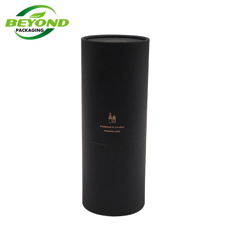 High-end Eco Friendly Black Cardboard Cylinder Round Gift Paper Tube For 750ml Wine Bottles Packaging Tube