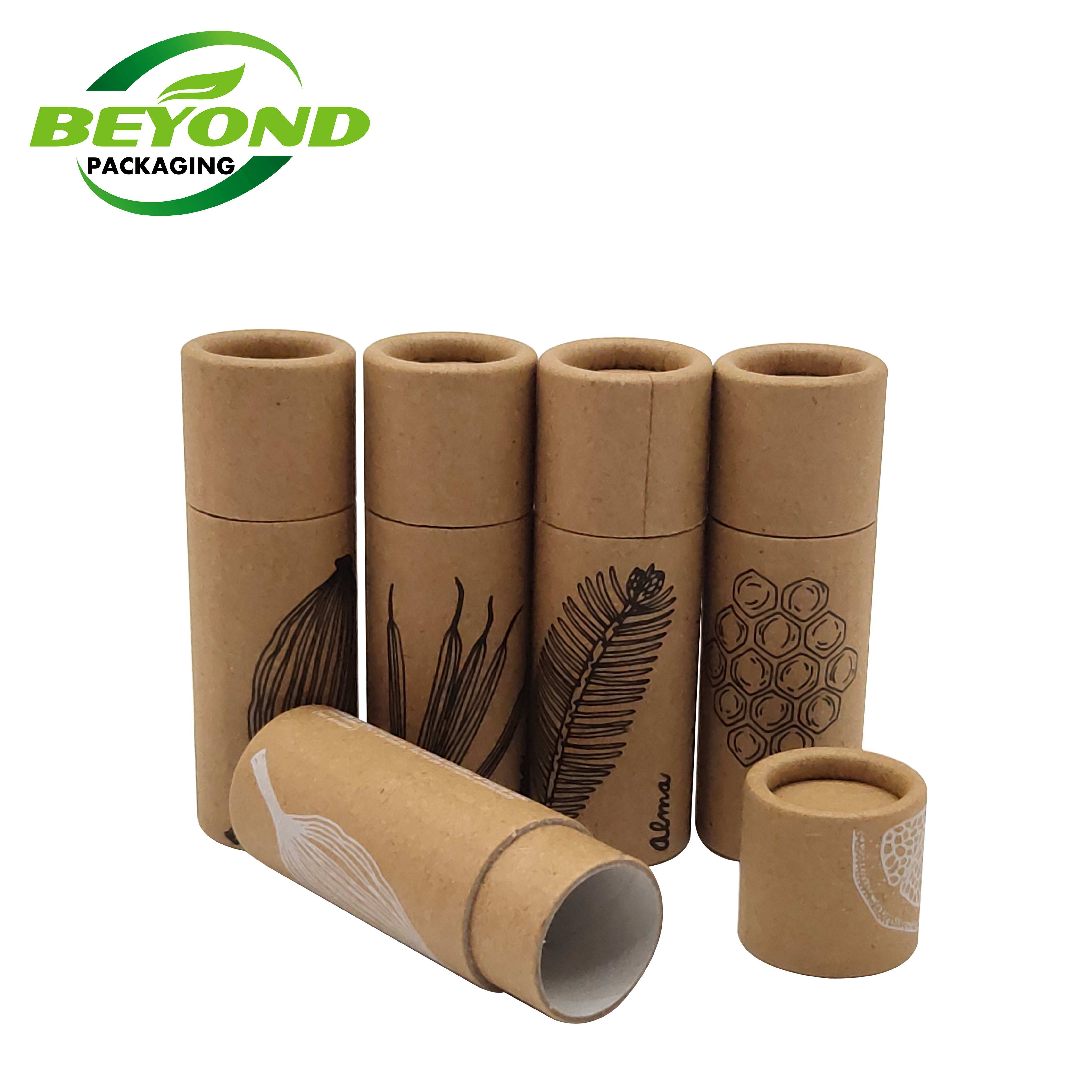 Wholesale Custom Fancy Logo Printed Kraft Push Up Paper Tube Packaging For Sunscreen Cream Packaging Lipstick Deodorant Lip Balm