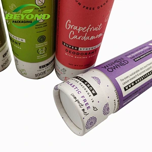 Long lid Cardboard Push Up Paper Tube Biodegradable Paper Oil-proof Lined Vegan Deodorant Packaging With Custom Printing