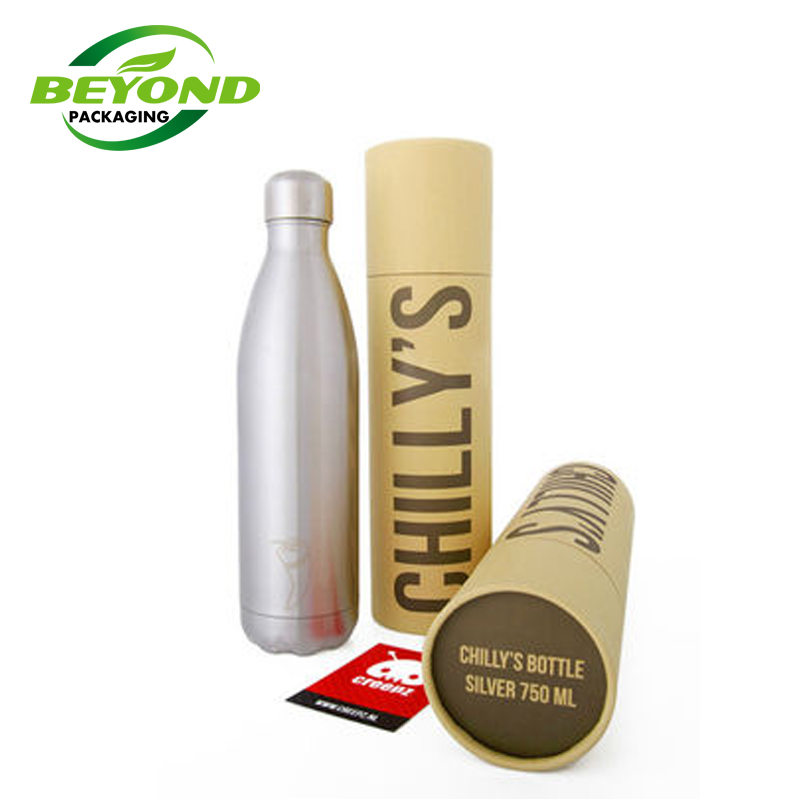 Kraft Paper Cardboard Customized Design cylinder tube packaging for 500ml Water bottles gift box