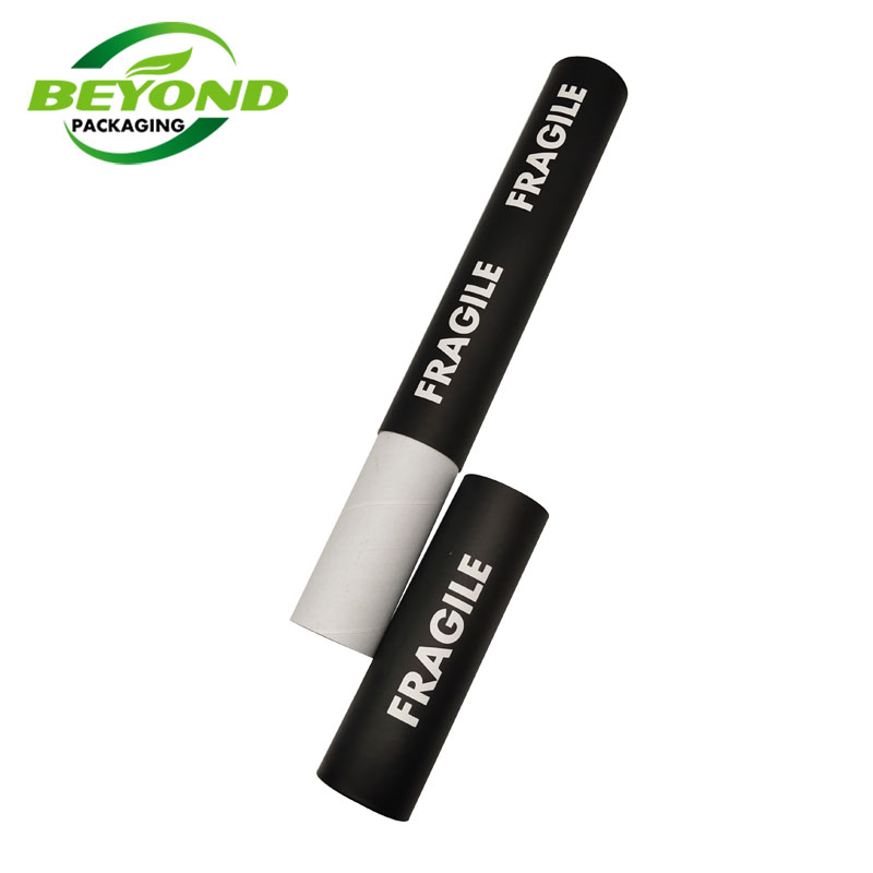 High quantity Black Kraft Cardboard Rigid Poster Paper Tube Draft Postage Cylinder Packaging Box Paper Tube With Custom Design