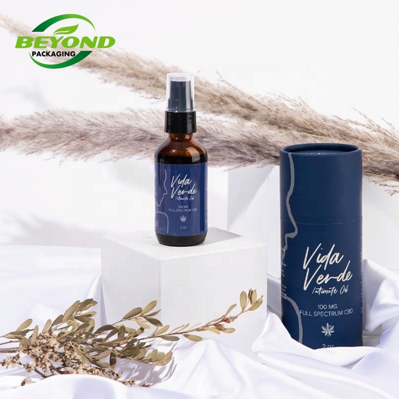 Trade Assurance Biodegradable Cylinder Box Paper Tubes of 10cm Height With Lid Custom Printing For Essential Oil Perfume Bottle
