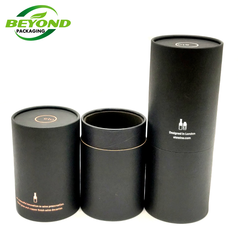 Custom Cylinder Round Black Cardboard Eva Foam tubes Rigid Gift Packaging Paper Tube Box For Wine