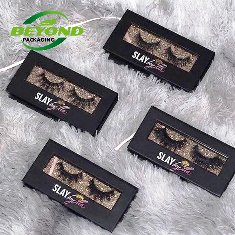 Hot Selling Eco Friendly Luxury Custom Logo Eyelashes Boxes Packaging With Clear PVC Window