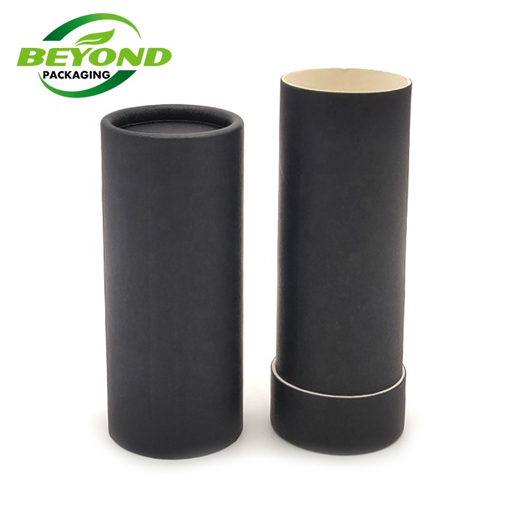 Factory Supply Biodegradable Black Kraft Cosmetic Deodorant Container Push Up Paper Tube For 2oz Deodorant