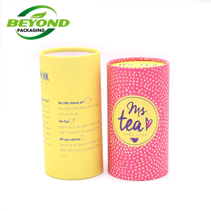 Biodegradable Luxury Food Grade Tea Canister Recycled Paper Tube Round Cans for Tea Bag Food Tea Packaging
