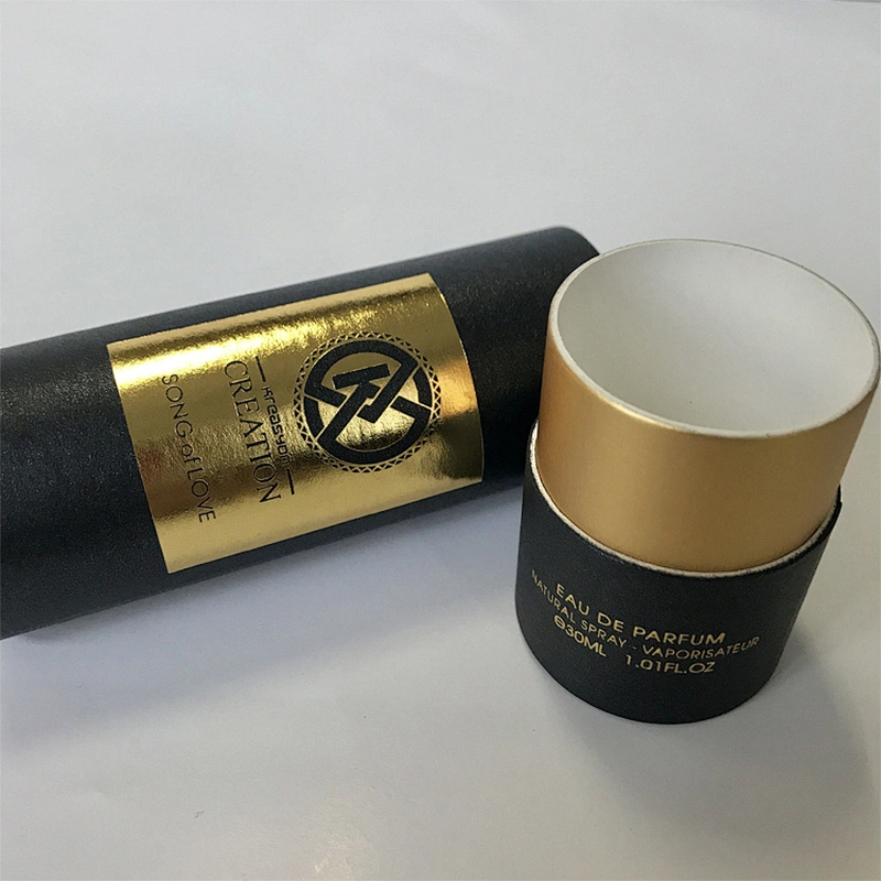 Customized Printing Perfume Paper Tube Packaging Perfume Luxury Paper Cosmetic Packaging Box with Tube Gold Paper With Foil Logo
