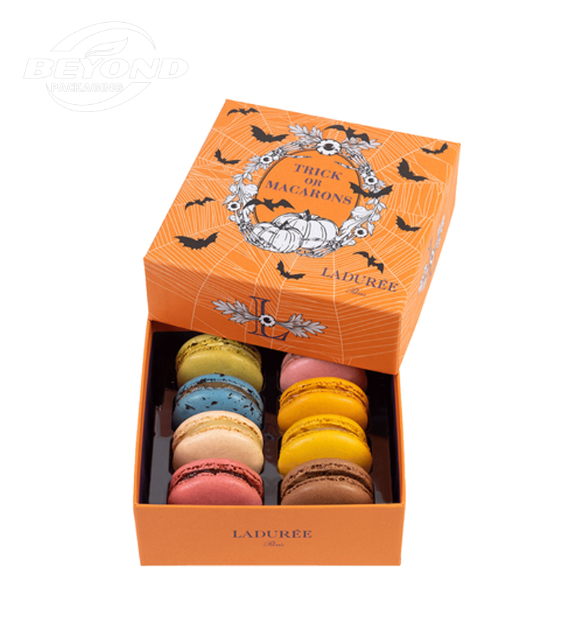 Custom design Christmas gift box chocolate candy wrapping box luxury cardboard food packaging lid and base macaron box