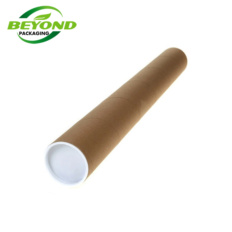 Custom size biodegradable brown kraft 12 inch dubai shipping postal large paper shipping kraft core tubes with plastic ends
