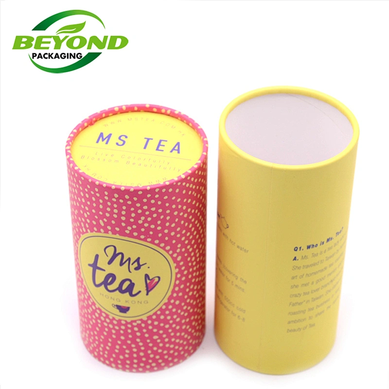 Biodegradable Luxury Food Grade Tea Canister Recycled Paper Tube Round Cans for Tea Bag Food Tea Packaging