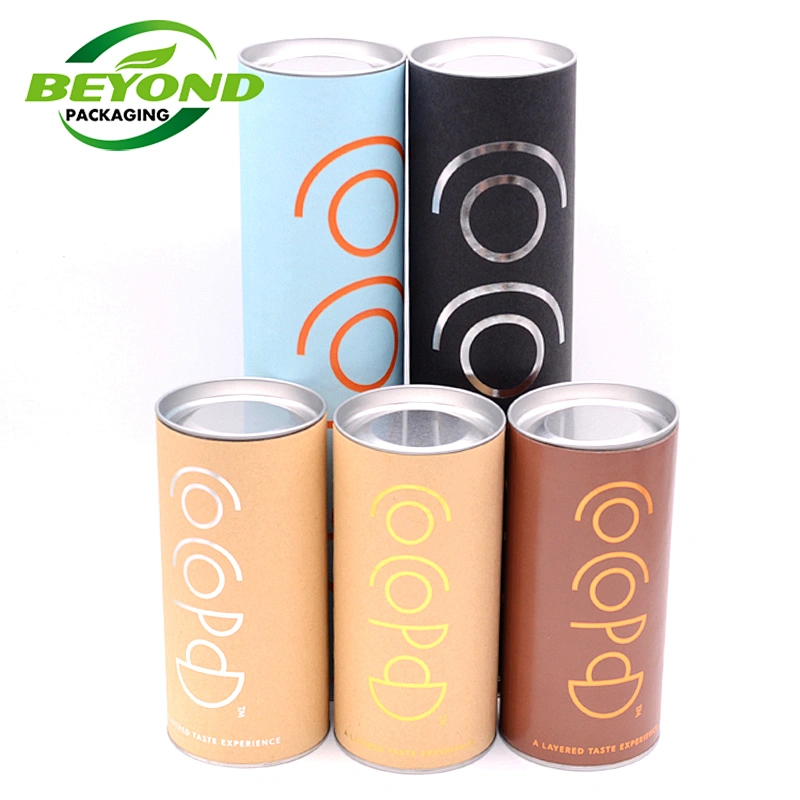 Biodegradable Cardboard Luxury Different Size Custom Printed Paper Packaging Box Poster Tubes Coffee Packaging Container Lin Lid