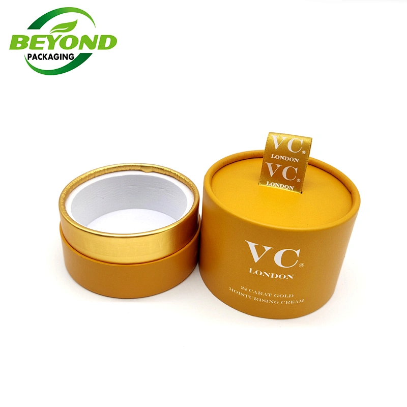 Luxury Biodegradable Cardboard Cosmetic Round Paper Tube With Ribbon Cosmetic Face Cream Packaging Tube