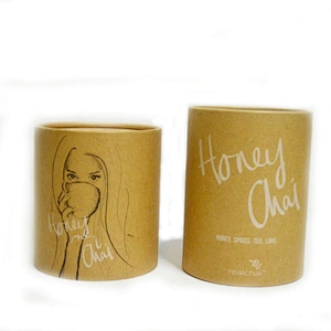 Factory directly supply nature kraft paper customized printed round cylinder tea paper box tube packaging with foil inside