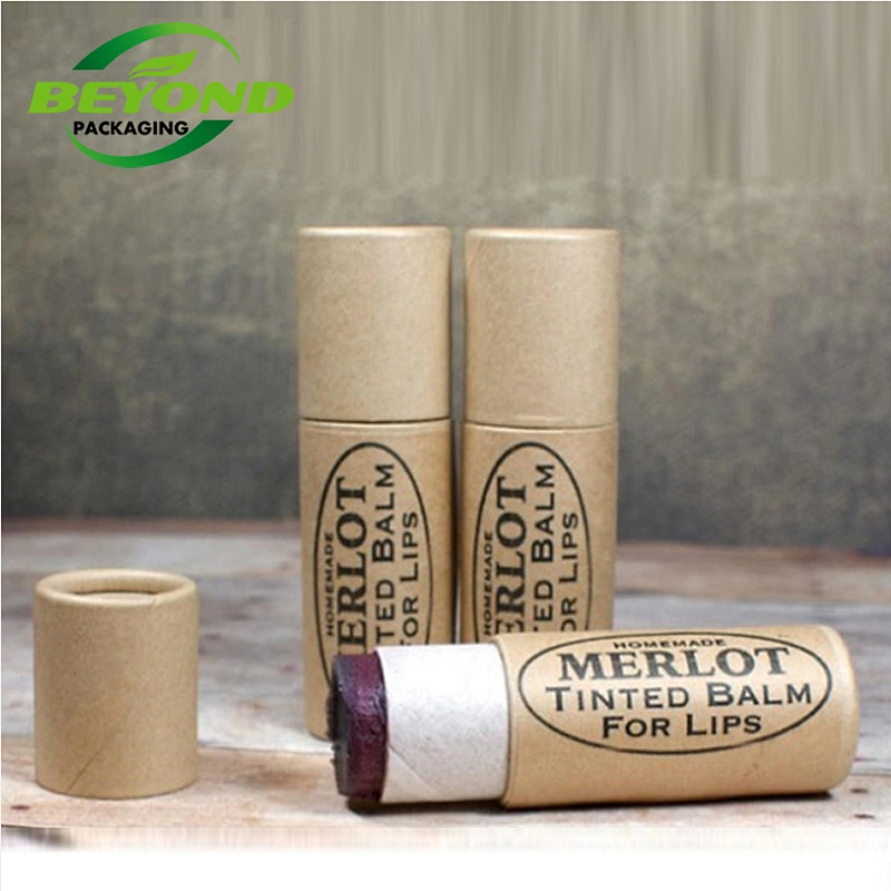 Biodegradable Promotional Eco Empty Custom Printed Kraft Push Up Paper Lipstick Tube Container For Lip Balm Deodorant Packaging