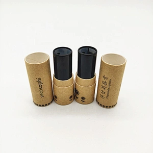 Biodegradable Kraft Empty Lipstick Paper Tube Packaging Black Twist Up Lipstick Direct Packaging Tube With Custom Design