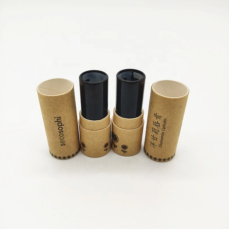 Biodegradable Kraft Empty Lipstick Paper Tube Packaging Black Twist Up Lipstick Direct Packaging Tube With Custom Design