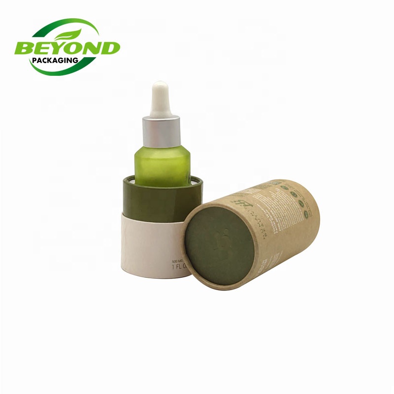 OIl Bottle Packaging Custom Round Kraft Paper Tube Bio Friendly Cardboard With Personalized Print