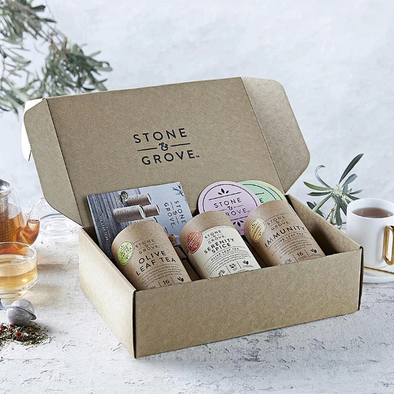 Eco Friendly Kraft Cardboard CMYK Printing Paper Board Cylinder Tube Box Customized Tea Packaging Natural Canisters