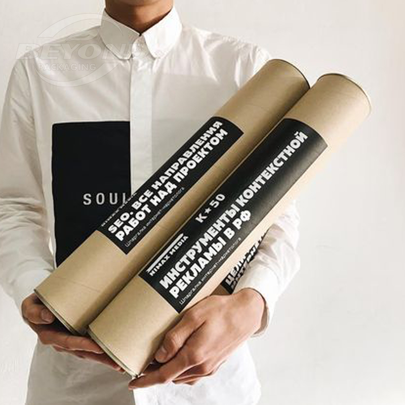 Natural Custom Biodegradable Kraft Round Cardboard Black Printing Craft Cylinder Paper Tube For Posters Shipping Tube
