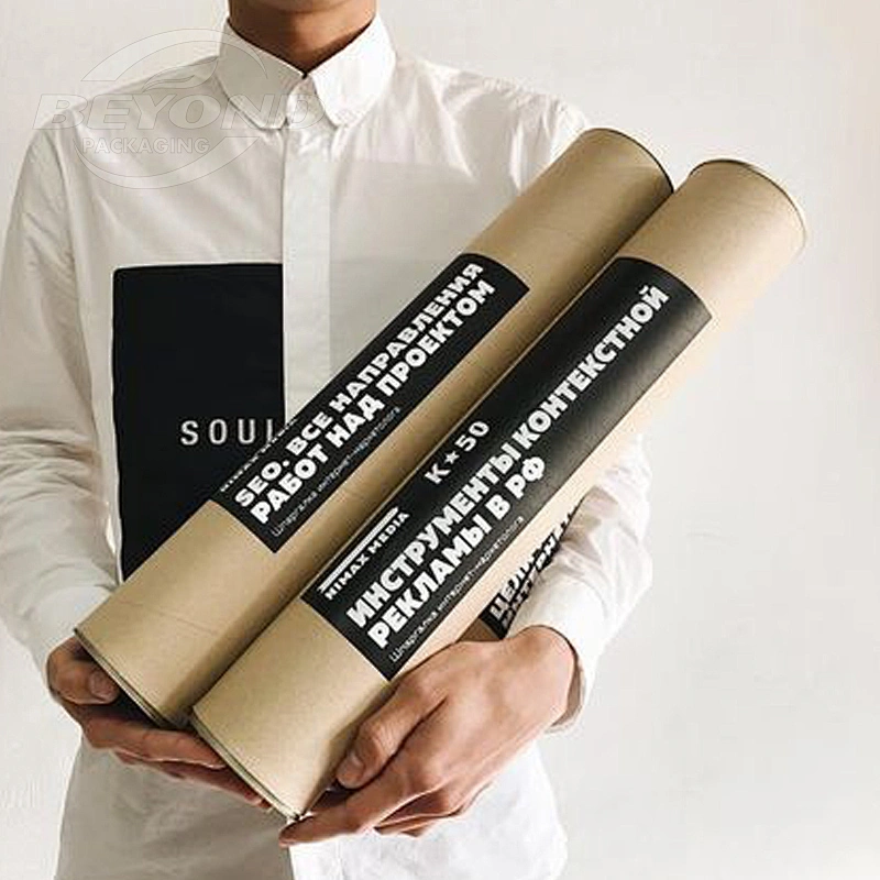 Natural Custom Biodegradable Kraft Round Cardboard Black Printing Craft Cylinder Paper Tube For Posters Shipping Tube