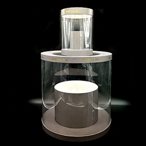 PVC/PET Round Luxury Transparent Clear Fresh Flower Bouquet Packaging Gift Hat Box With Floral Foam