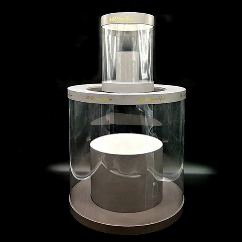 PVC/PET Round Luxury Transparent Clear Fresh Flower Bouquet Packaging Gift Hat Box With Floral Foam
