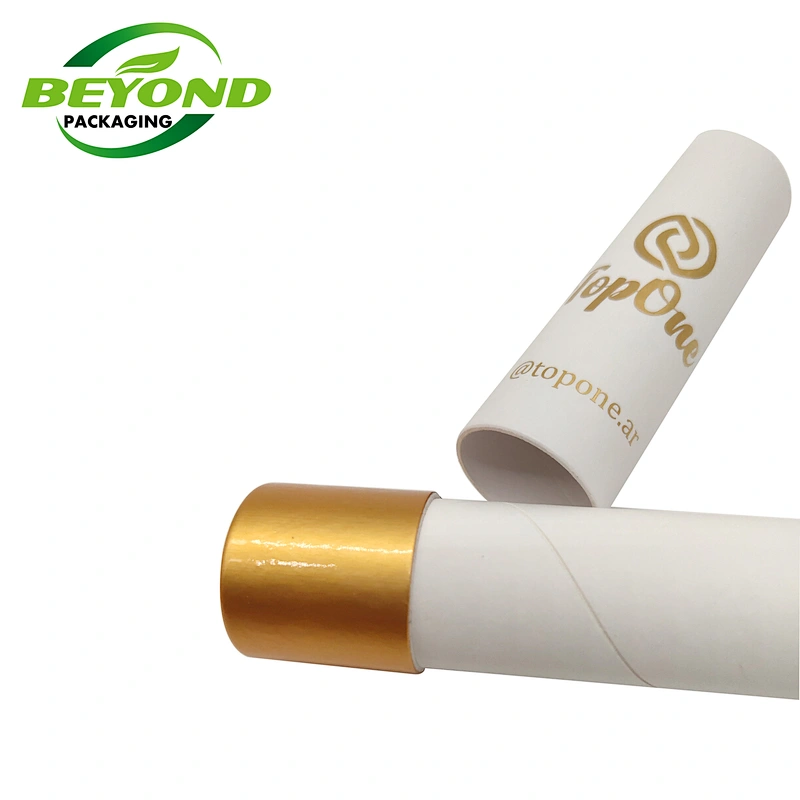 Custom Luxury Cosmetic Beauty Lip Gloss Packaging Box Makeup Set Box Gold Color Thin Cylinder Paper Tube With Custom Printing