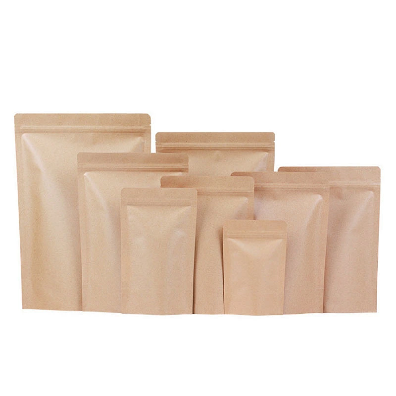 Food grade with biodegradable self-reliance brown kraft eco friendly paper bags for tea dried fruit packaging