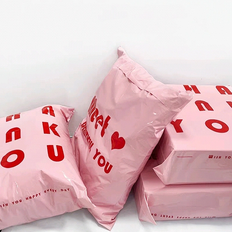 Custom Logo Printed Express Recycled Pink Courier Bags Clothes Shipping Package Envelope Plastic Mailer Mailing Large Bags