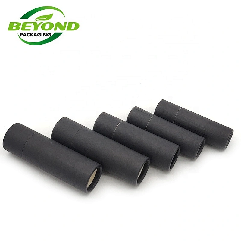 Eco friendly round black deodorant stick/lip balm containers packaging push up paper tube with inside  grease-proof paper