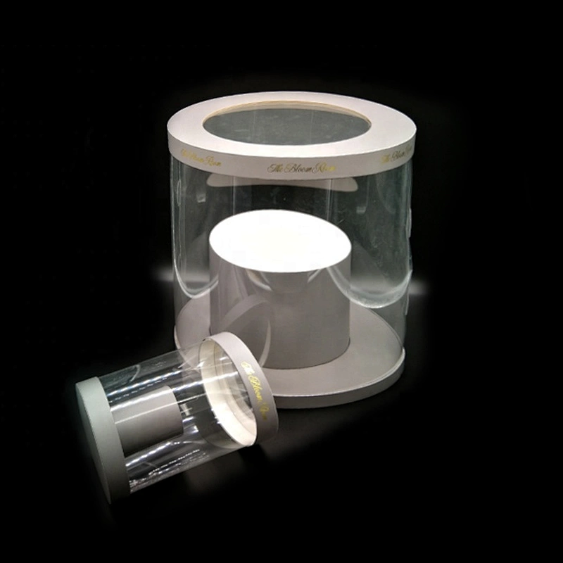 PVC/PET Round Luxury Transparent Clear Fresh Flower Bouquet Packaging Gift Hat Box With Floral Foam