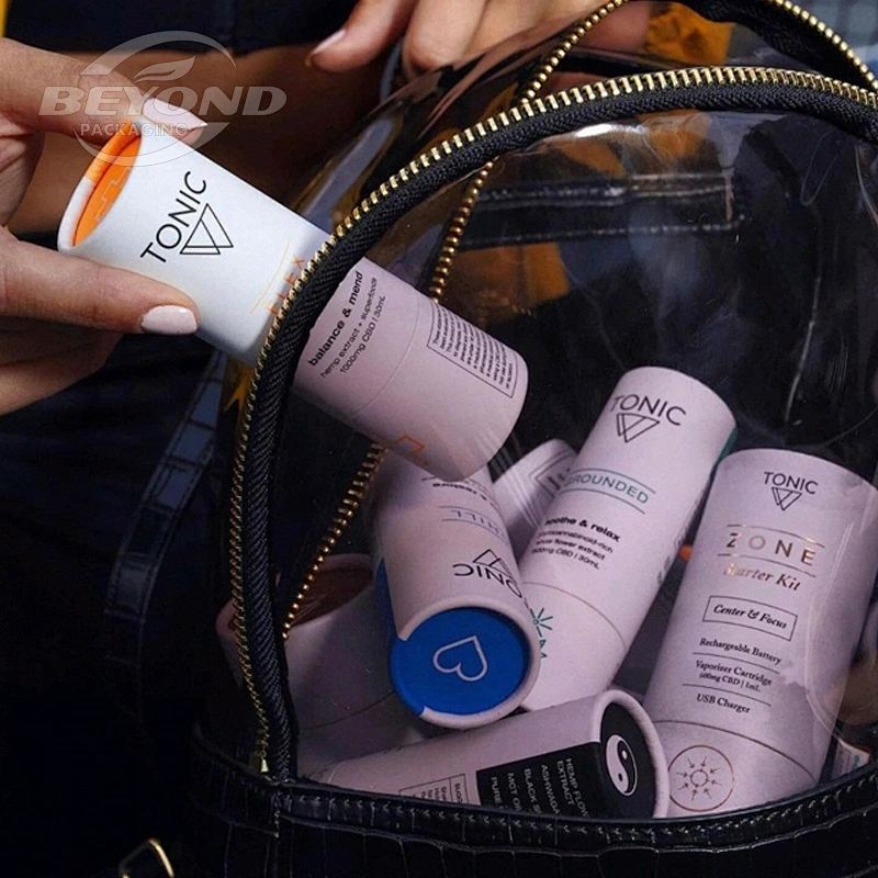 Eco Friendly Modern Cosmetic Waterproof Packaging Custom Printed Cardboard Tube Cylinder Bottle Box Packaging