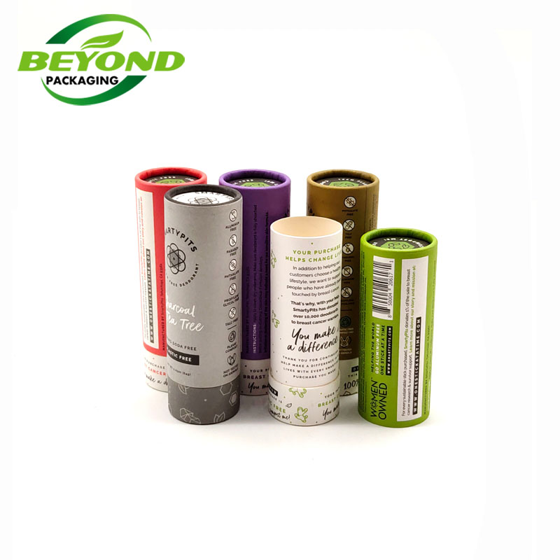 Long lid Cardboard Push Up Paper Tube Biodegradable Paper Oil-proof Lined Vegan Deodorant Packaging With Custom Printing